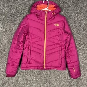 The North Face Jacket Womens Small Pink 550 Down Hooded Puffer Full Zip Coat